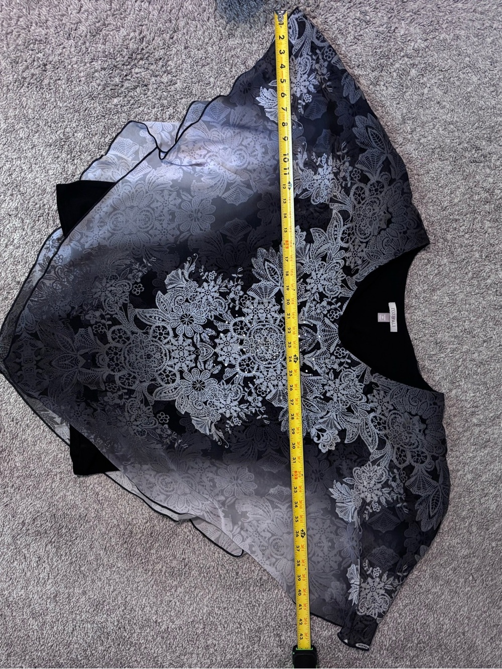 Roz & Ali Ombre Chiffon Poncho Top - Black/Gray Size 3X 100% polyester - Picture 8 of 11
